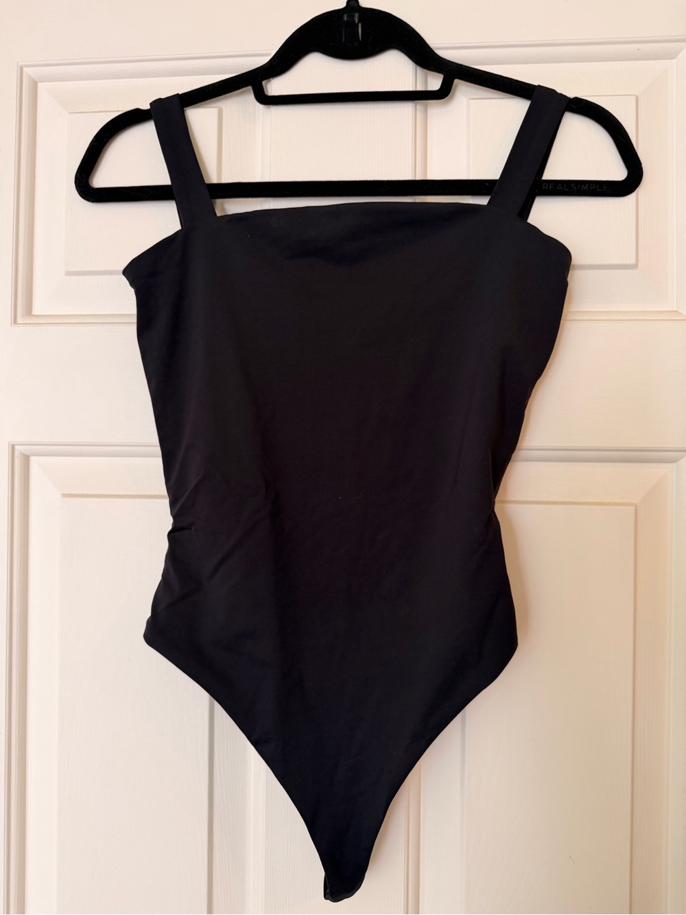 Carbon38 Classic Black Square-Neck Thong Bodysuit